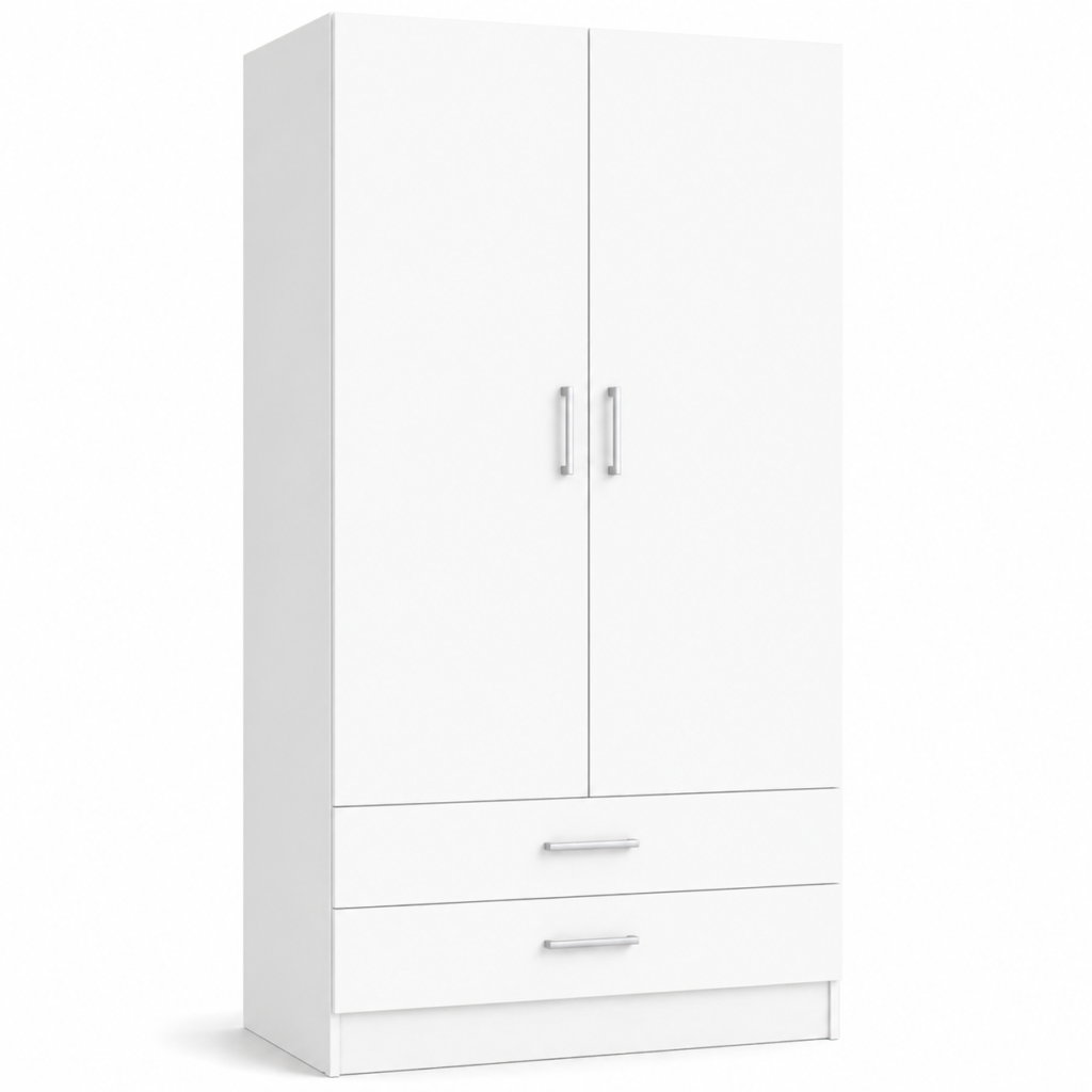 Armario 2 puertas con 2 cajones – Diseño moderno y gran capacidad | 200 x 100 x 51 cm 2 Armario 2 puertas con 2 cajones – Diseño moderno y gran capacidad 200 x 100 x 51 cm
