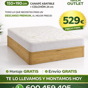 Canapé con colchón viscolastico 24 cm de grosor