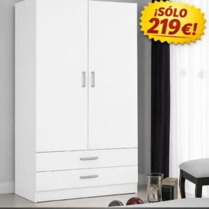Armario 2 puertas con 2 cajones – Diseño moderno y gran capacidad | 200 x 100 x 51 cm