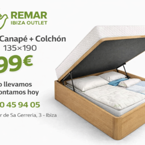 Pack Canapé Abatible + Colchón 135×190 Premium en Ibiza |