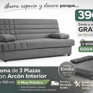 Sofá Cama Automático 2 Posiciones – Colchón 188x126 cm, Tapizado Napa, Ahorro de Espacio y Confort Diario