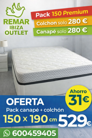 Pack Canapé Abatible + Colchón 150×190 Premium | Oferta Ibiza