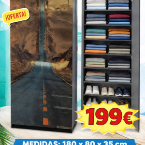 Armario Pequeño 180x80x35 cm – Estilo Sencillo y Funcional, Ideal para Ropa, Zapatos y Almacenaje