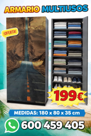 Armario Pequeño 180x80x35 cm – Estilo Sencillo y Funcional, Ideal para Ropa, Zapatos y Almacenaje