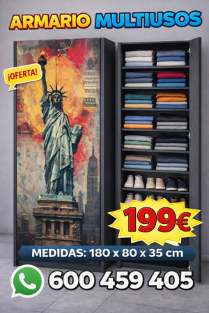 Armario multiuso 180x80x35 cm – Estilo Sencillo y Funcional, Ideal para Ropa, Zapatos y Almacenaje