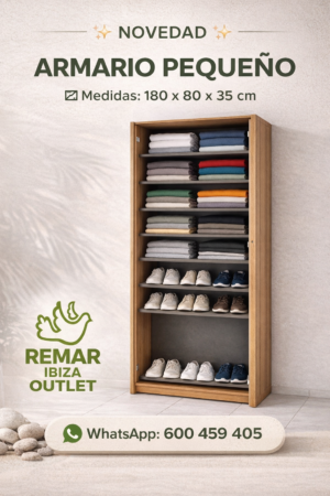 Armario Pequeño para Ropa de Cama o ropa de Niños – 2 Puertas – 180x80x55 cm – Color Cambria