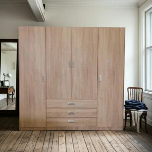 Armario 4 Puertas y 3 Cajones – Mueble de Almacenaje Moderno 200x150x51 cm