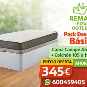 Pack Descanso Básico 105x190 | Canapé Abatible + Colchón | REMAR Ibiza Outlet