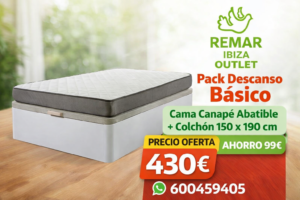 Pack Descanso 105x190 con Canapé Abatible y Colchón | Remar Ibiza Outlet