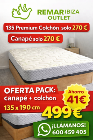Pack Canapé Abatible + Colchón 135x190 Premium | Oferta Ibiza
