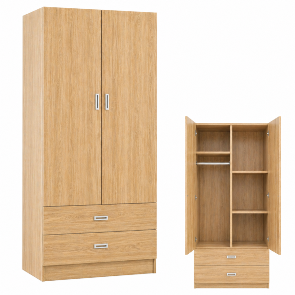 Armario 2 Puertas con 2 Cajones y Separador – 100x200x52 cm
