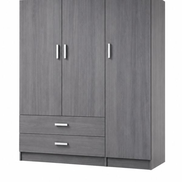 Armario gris moderno 3 puertas y 2 cajones 150x200 cm | Armario dormitorio gran capacidad diseño moderno
