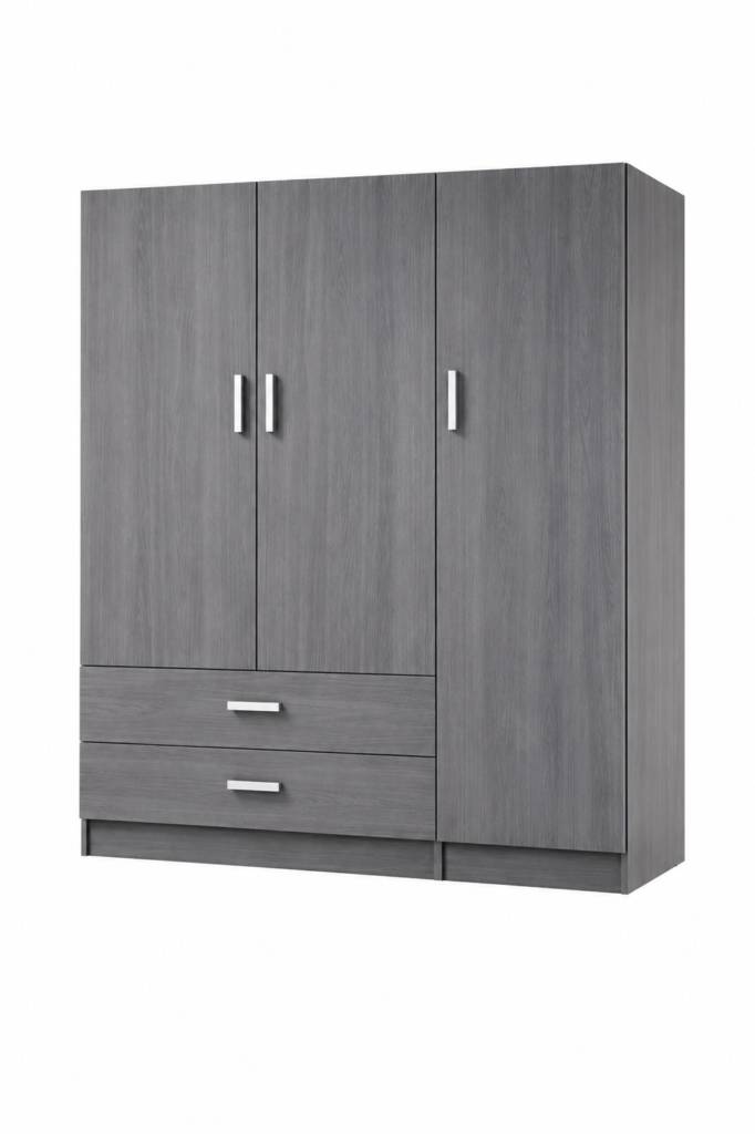 Armario gris moderno 3 puertas y 2 cajones 150x200 cm | Armario dormitorio gran capacidad diseño moderno 2 Armario gris moderno 3 puertas y 2 cajones 150x200 cm | Armario dormitorio gran capacidad diseño moderno