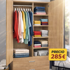 Armario 2 Puertas con 2 Cajones y Separador – 100x200x52 cm