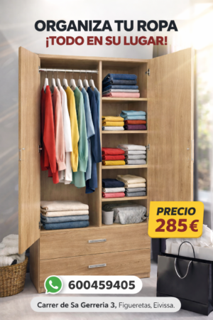 Armario 2 Puertas con 2 Cajones y Separador – 100x200x52 cm