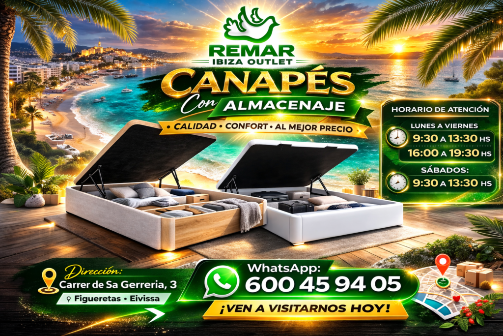 Canapés en Ibiza en todas las medidas: 90x190, 105x190, 135x190 y 150x190 cm
