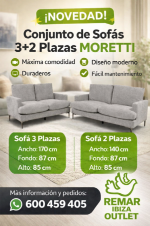 Conjunto de Sofas 3+2 Plazas Moretti
