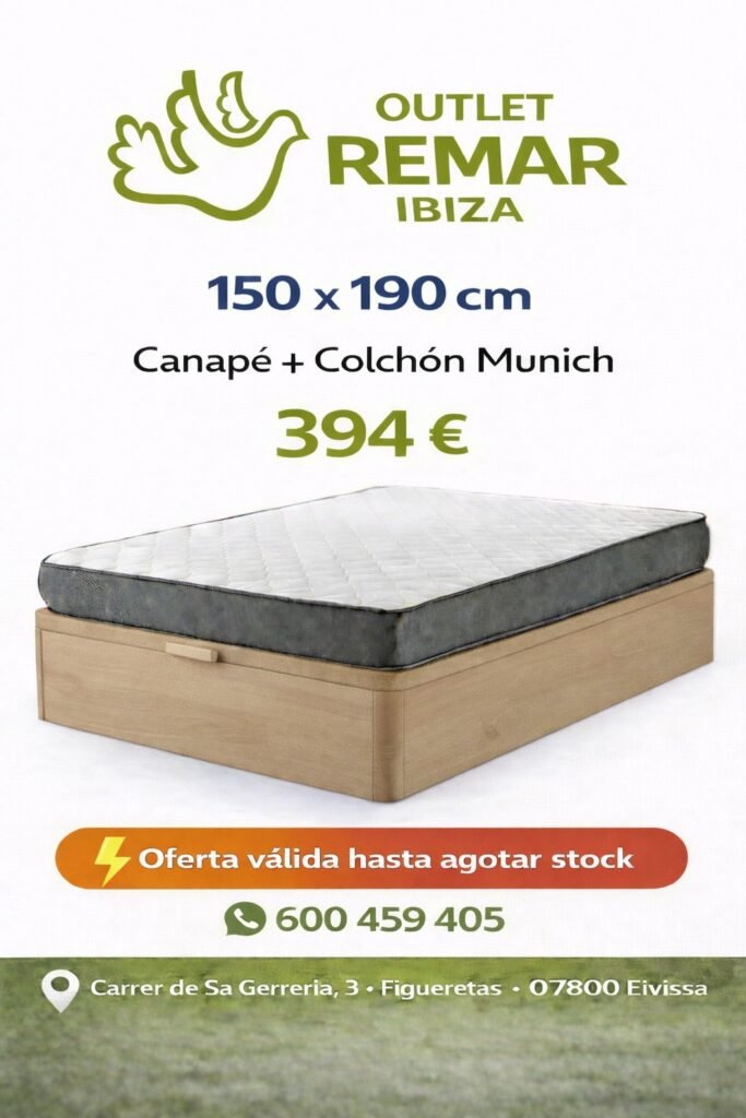 Pack Descanso Munich 90×190 Canape Abatible Colchon en Ibiza