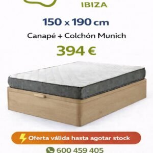 Pack Descanso Munich 150x190: Canapé Abatible + Colchón en Ibiza