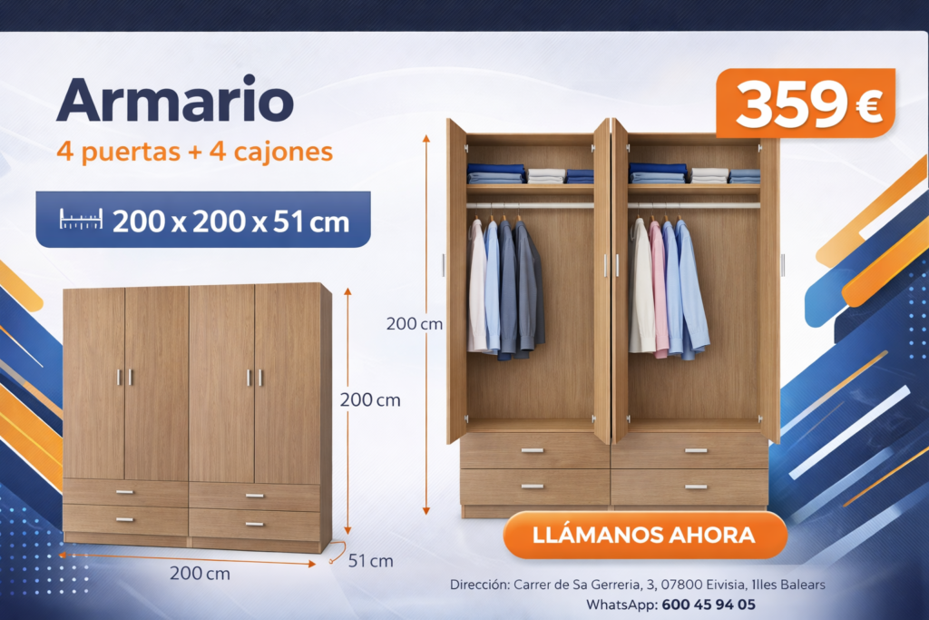 armario 4 puertas 4 cajones ibiza 3 1