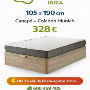 Pack Descanso Munich 105x190 en Ibiza | Canapé Abatible + Colchón