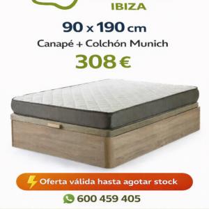 Pack Descanso Munich 90x190: Canapé Abatible + Colchón en Ibiza