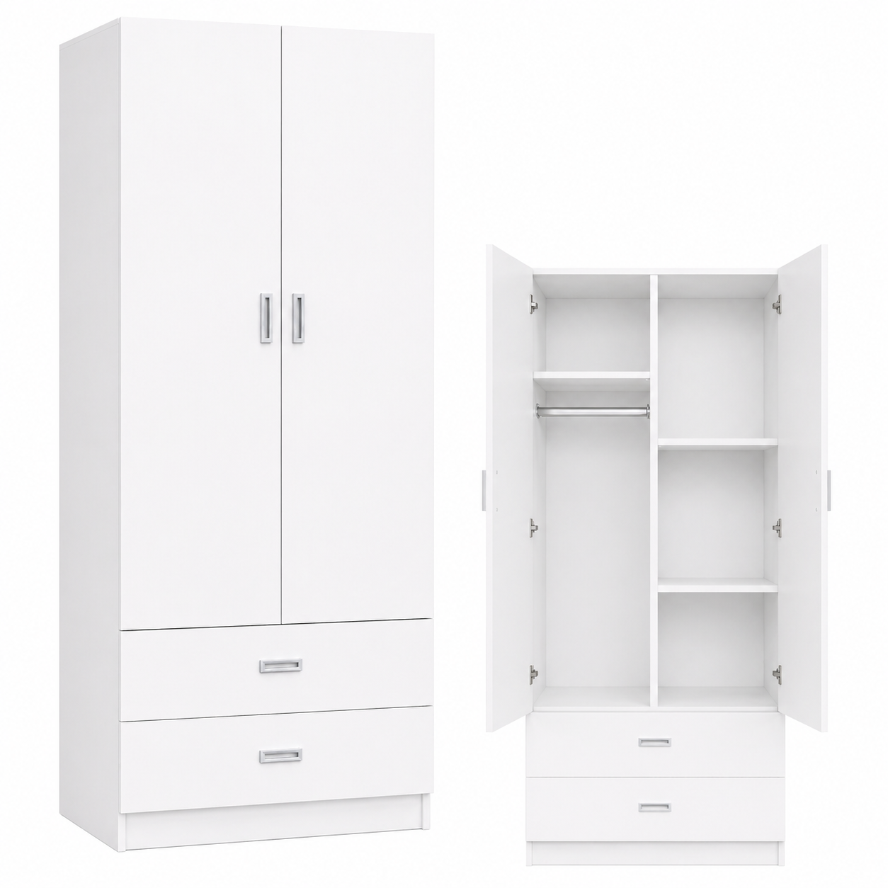 Armario 2 Puertas con 2 Cajones y Separador – 100x200x52 cm 3 Armario 2 Puertas con 2 Cajones y Separador – 100x200x52 cm