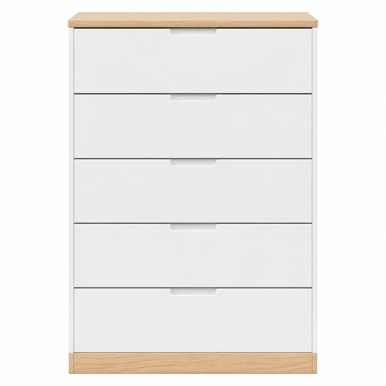 Cómoda Blanca 5 Cajones 110x60 cm | Cajonera Moderna con Detalle Roble en Ibiza 3 Cómoda Blanca 5 Cajones 110x60 cm Cajonera Moderna con Detalle Roble en Ibiza