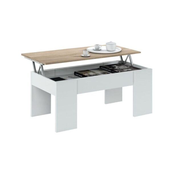 Mesa de Centro Elevable Blanco Artik 100×50 cm con Almacenaje | Ideal Pisos Pequeños en Ibiza