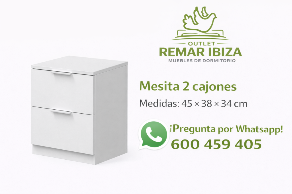 Mesita moderna de dos cajones Mesita moderna de dos cajones