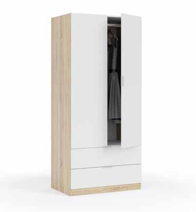 Armario 2 Puertas + 2 Cajones 180×81 cm | Roble Canadian y Blanco Artik en Ibiza