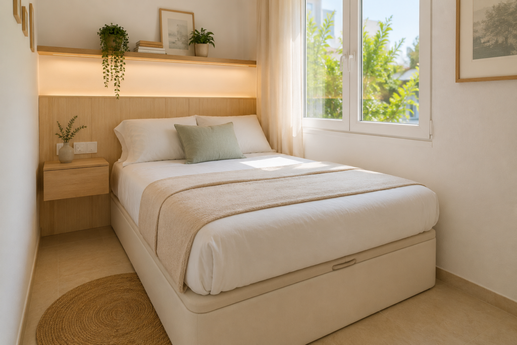 Dormitorio minimalista con luz natural tienda muebles ibiza 1