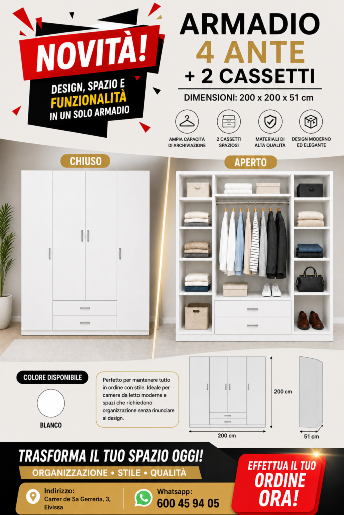 outlet remar ibiza armario 4 puertas 2 cajones