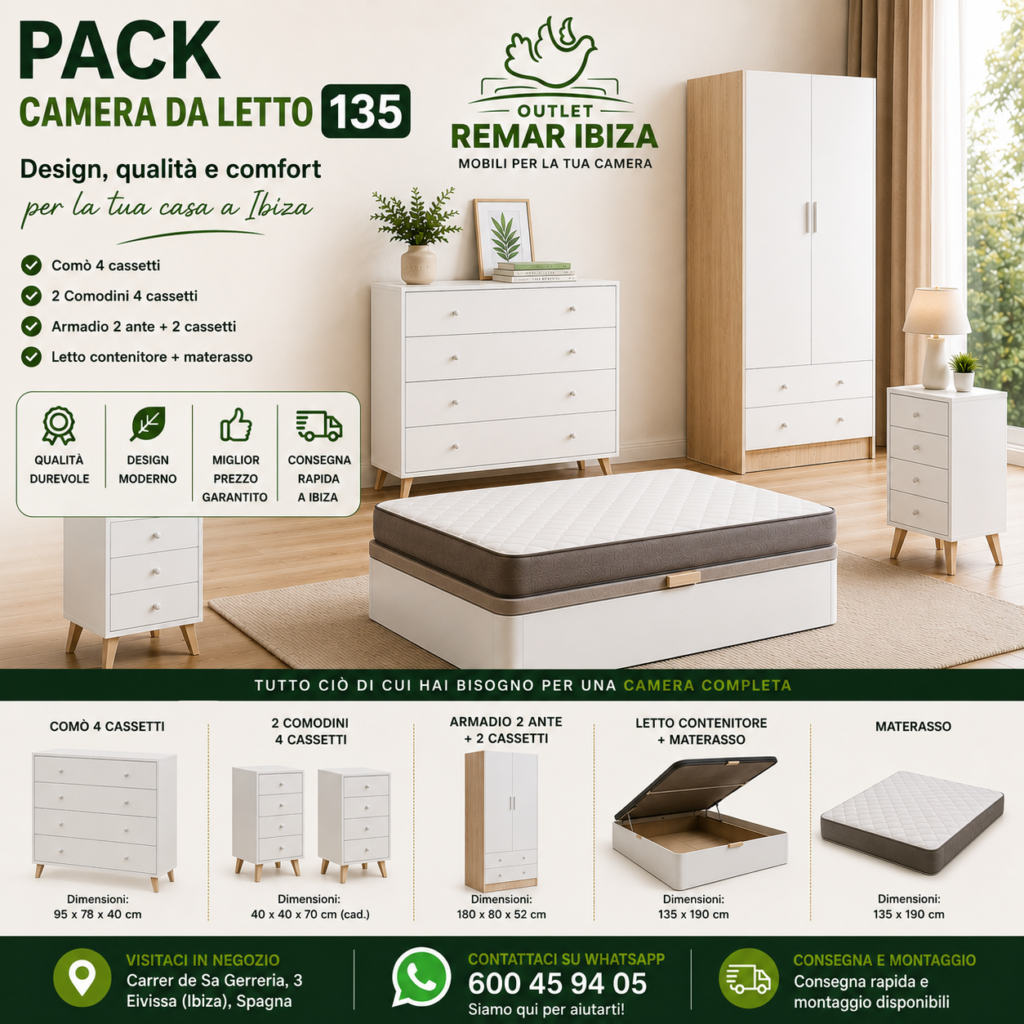 Pack Camera da Letto 135 a Ibiza