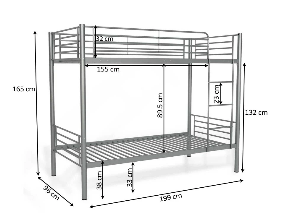 Litera Metálica Doble Cama 90x190 cm 4 Litera Metálica Doble Cama 90x190 cm - Imagen 2
