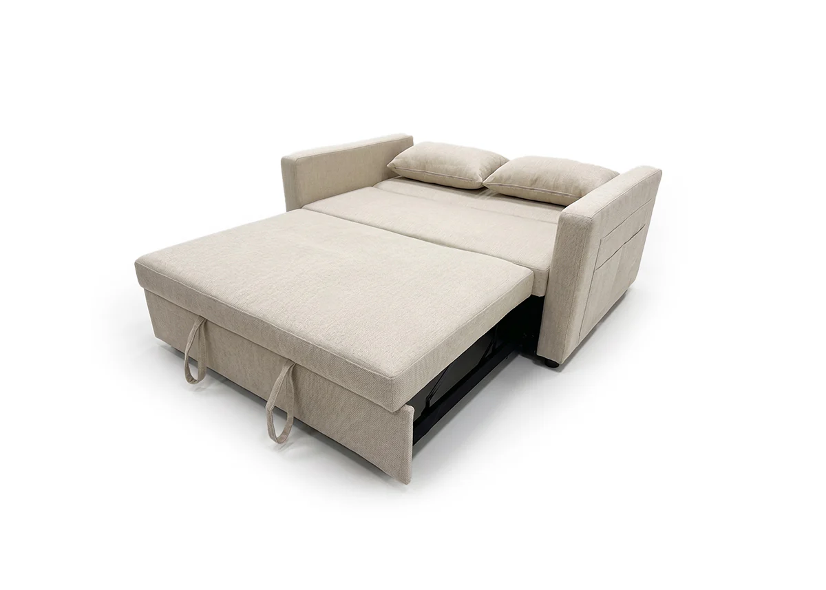 Sofá Cama Beige 2 Plazas con Apertura Deslizante y Bolsillos Laterales 6 Sofá Cama Beige 2 Plazas con Apertura Deslizante y Bolsillos Laterales - Imagen 4