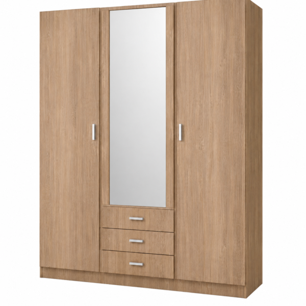 Armario 3 Puertas + 3 Cajones con Espejo 200 × 150 × 51 cm