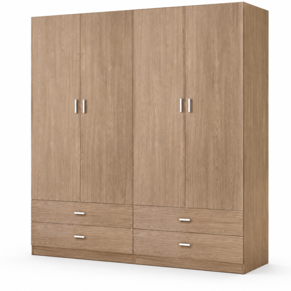 Armario 4 puertas + 4 cajones 200 × 200 cm